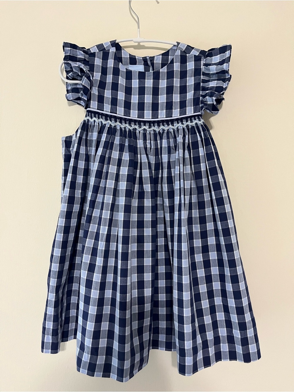 Bella Bliss Plaid Blue Smocked Girls Dress